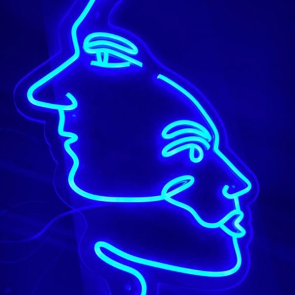 two face neon sign