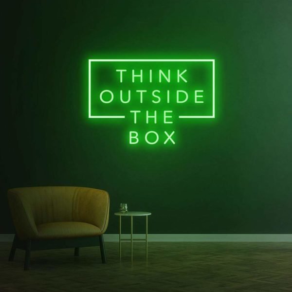 think outside the box neon sign