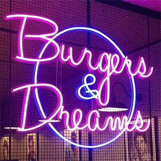 burgers and dreams neon sign
