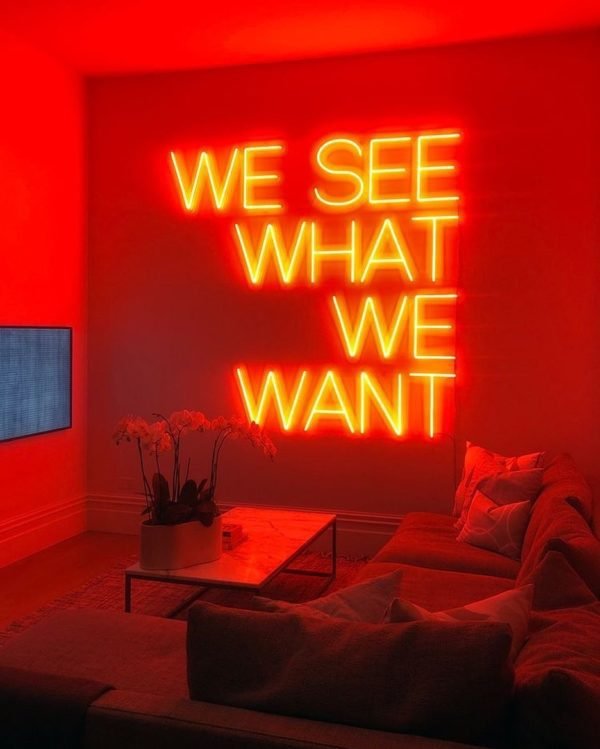 we see what we want neon sign