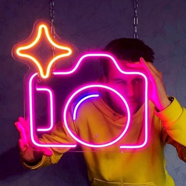 camera neon sign