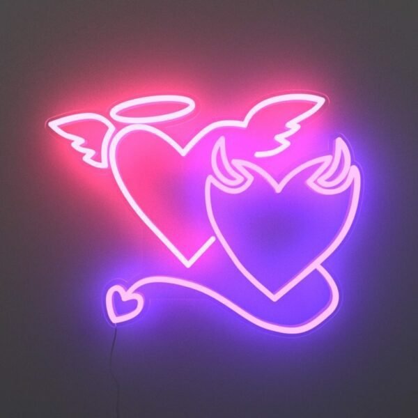 angel and devil love neon sign