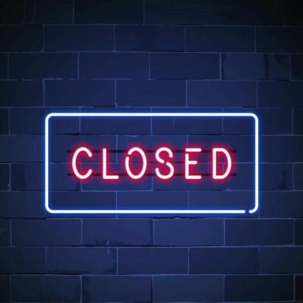 closed neon sign