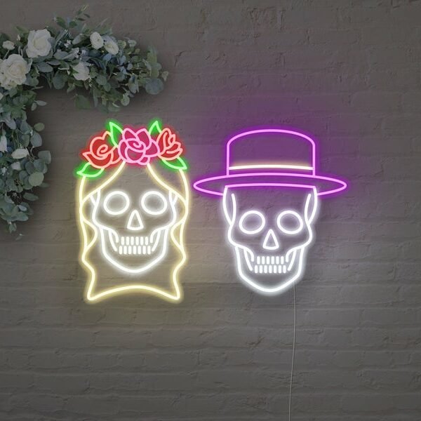 happy couple neon sign